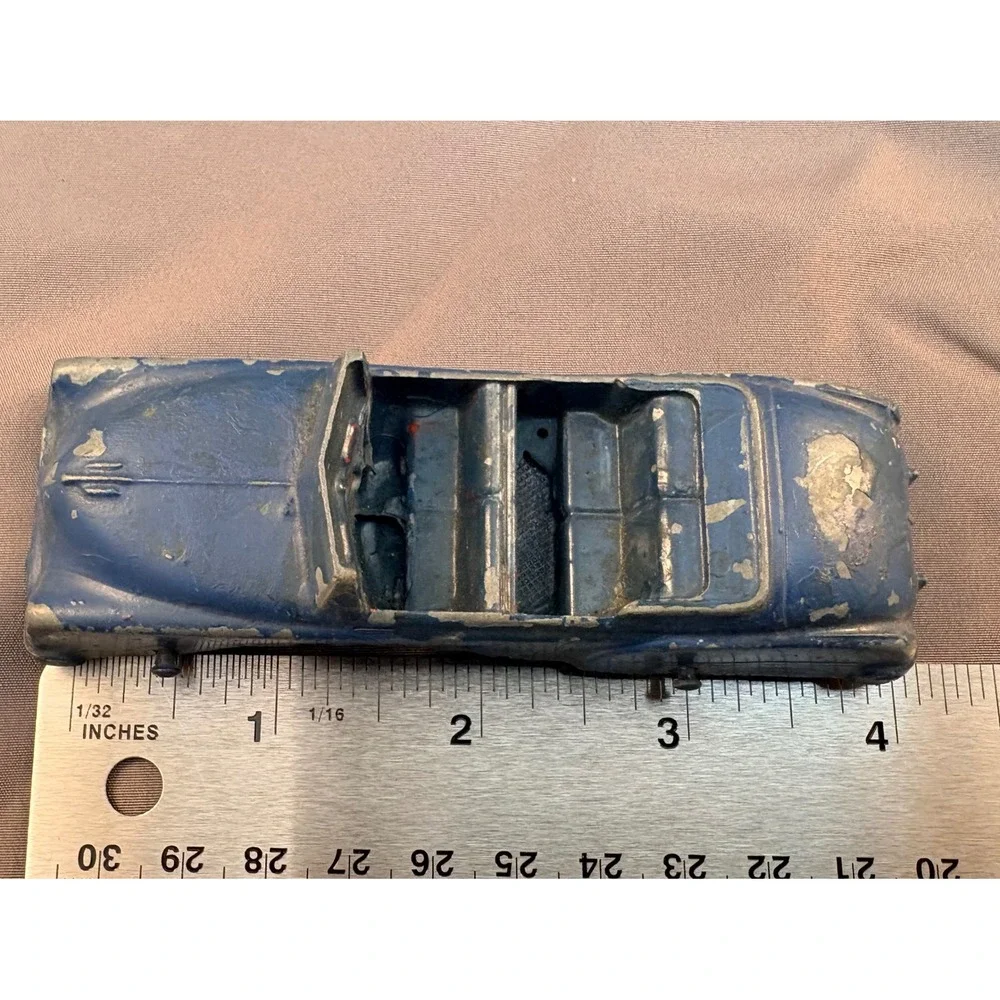 Vintage Tootsietoy Blue Diecast Convertible Car Made in USA Mid-Century Toy